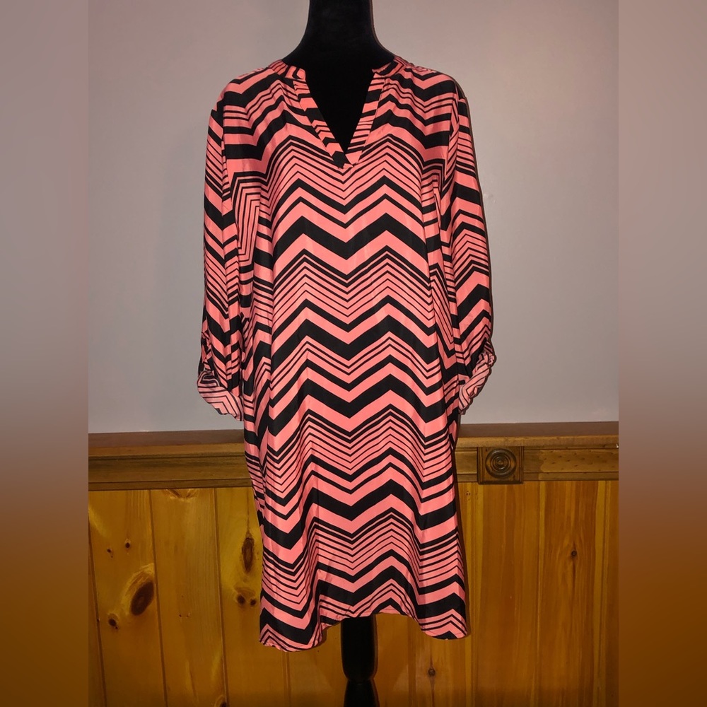New No Boundaries Juniors XXL Peach Black Split V Midi Dress​​​ coverup